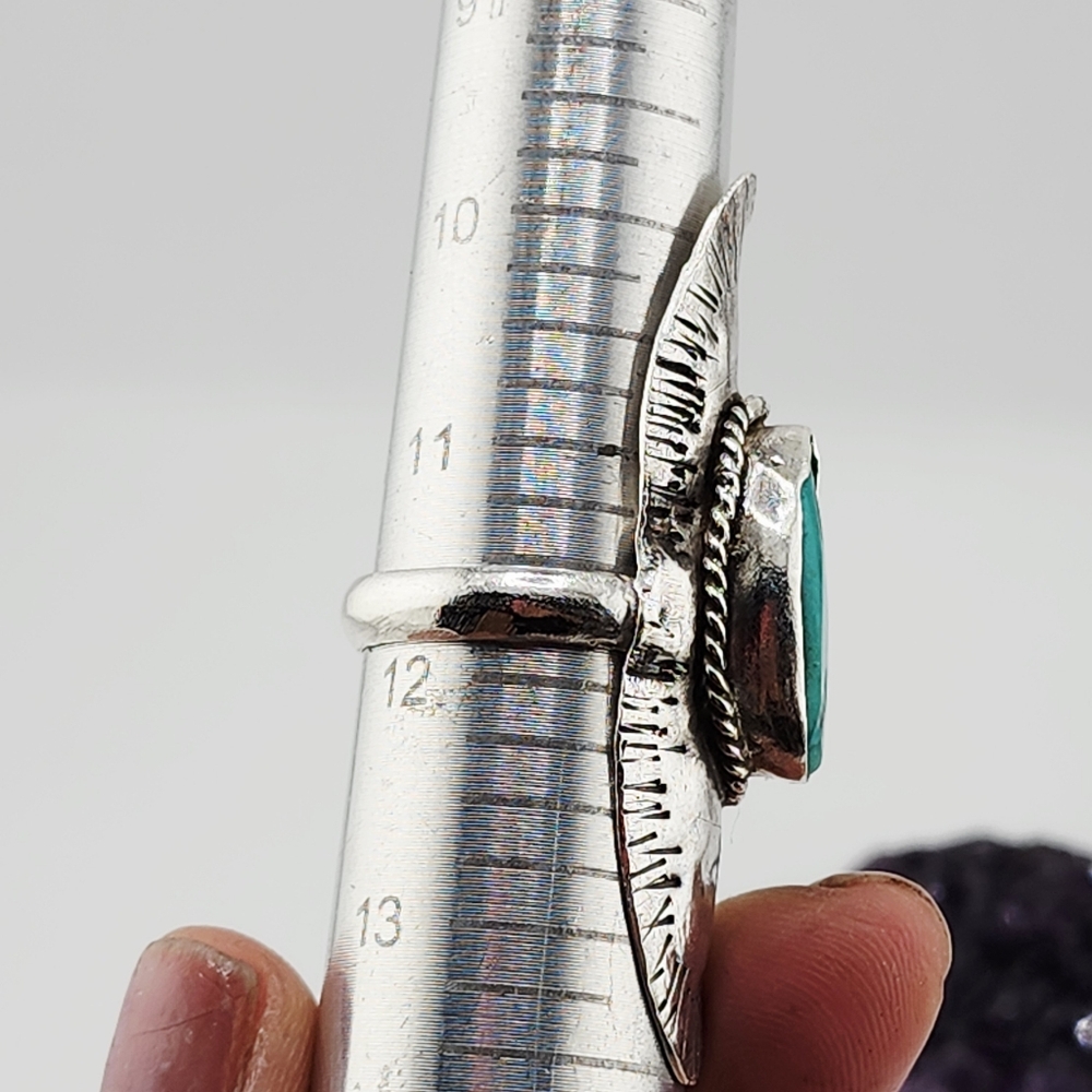 TURQUOISE SADDLE STTLE RING HANDMADE IN STERLING SILVER SIZE 11.75 - Picture 12 of 13
